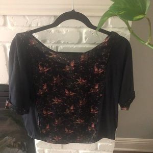 Anthro Navy Bird Top